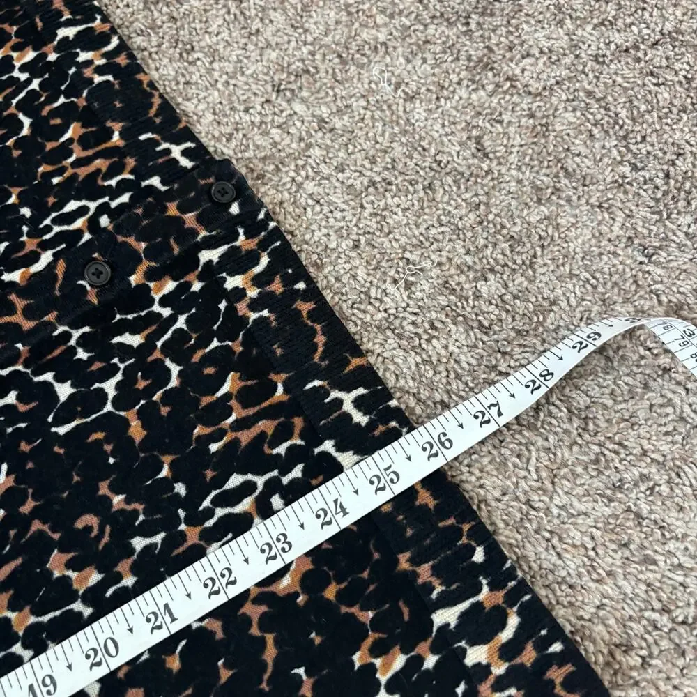 Talbots Leopard Print Cardigan Sweater L 100% Merino Wool Button Front
